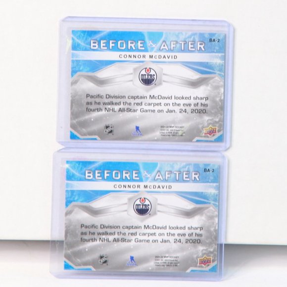 Two Connor McDavid 2021-22 Before & After MVP Upper Deck Hockey Cards #BA-2 - Picture 2 of 2